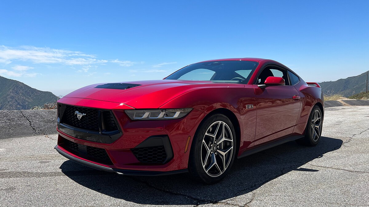 2024 Ford Mustang GT in red.